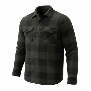 Black and Green Plaid Shirt Jacket